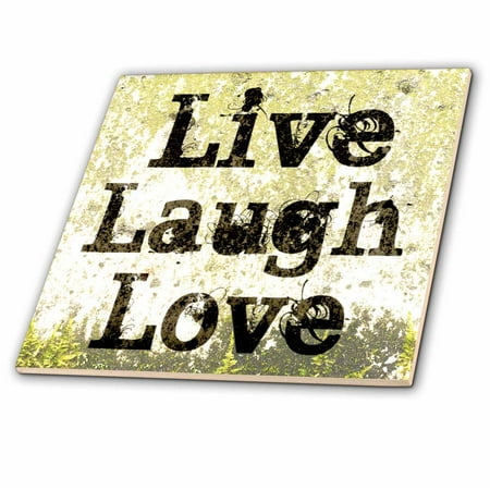 3dRose Earth Yellow Live Laugh Love Inspiration - Ceramic Tile, (Best Windows 8 Live Tiles)