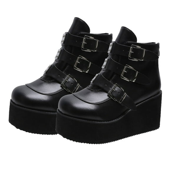 1 par de botas cortas de tubo para mujer, botas de tacón grueso, botas retro de punta redonda para mujer