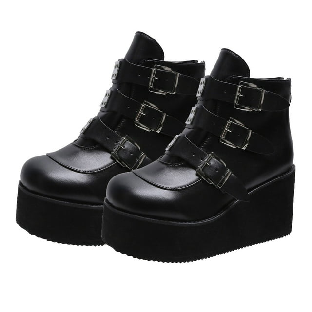 KAKOWELY 1 Paire Bottes à Tige Courte pour Femme Bottes à Talon Épais Bottes Rétro à Bout Rond pour Dame,9.84"X3.54"X3.35 Pouces