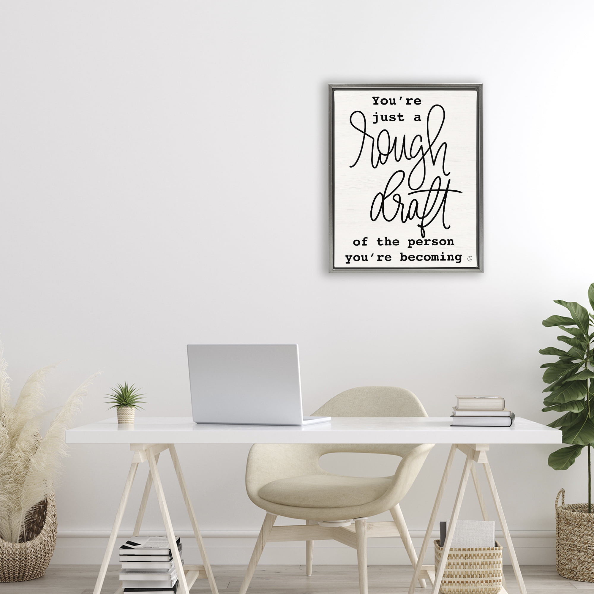 Stupell Industries Rough Draft Of Person Gray Framed Floater Canvas Wall Art, design by Fearfully Made Creations