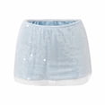 thumbnail image 1 of QHFBli Women Sparkly Sequins Mini Hip Skirts Sexy Side Split Tie Up Low Rise Skirt Fashion Glitter Short Bodycon Party Skort, 1 of 3