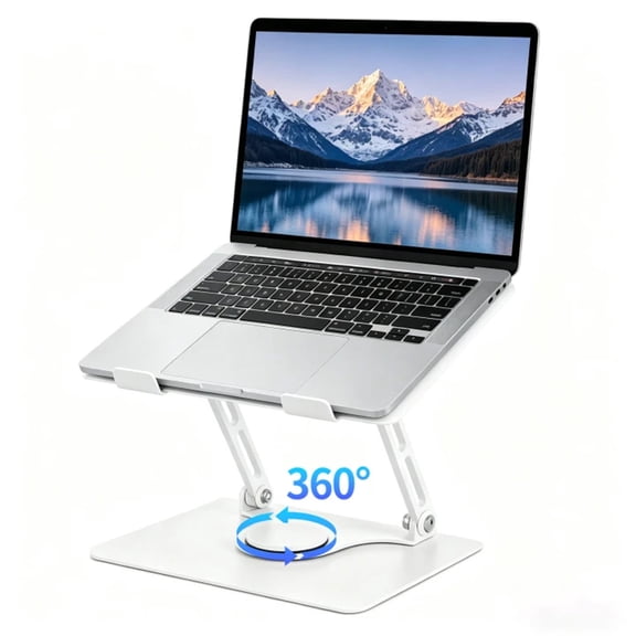 Couradric Aluminum Laptop Stand – 360° Rotating, Ergonomic Foldable, for 11-17.3",White