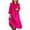 01Hot Pink, variant on Cotton Linen Dresses for Women Plus Size Solid Color Button Down V Neck Short Sleeve Shirts Midi Dress