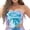 Blue, variant on Women's Metallic Crop Top Shiny Strapless Tube Bra for Dancing, Raves, Festivals, Gold XL
