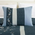 thumbnail image 6 of Chezmoi Collection Linnea 7-Piece Luxury Blue Cherry Blossom Floral Embroidery Bedding Comforter Set, Full, 6 of 8