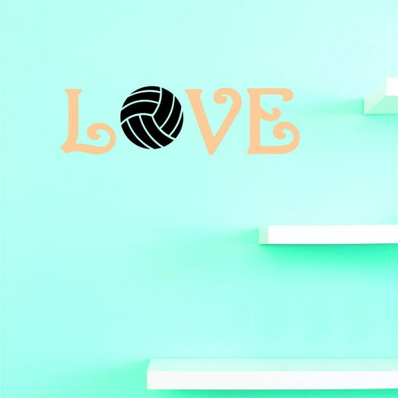 Custom Decals Love Volleyball Wall Art Size: 8 X 30 Inches Color: Multi