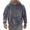 thumbnail image 3 of Frnrwgo Men's Hoodie Double-Sided Fleece Loose Fit Winter Casual Pullover with Kangaroo Pocket, 3 of 9