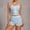 Light Blue, variant on Womens 2 Piece Pajama Set White Modal Cotton Short Sleeve Lace Trim Top & Shorts Soft Breathable Sleepwear Lounge Set,Size XL