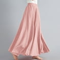 thumbnail image 5 of Early Access Deals Maxi Skirts for Women High Waisted Elastic Long Floral Skirt Women Casual Summer Large Solid Elastic Waist Flax A-line Ankle Skirt Ndbuld,Pink, 5 of 6