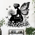 thumbnail image 1 of Adhesivo de pared de PVC con forma de hada con mariposas negras, 30 x 60 cm, 2 hojas, 1 of 3