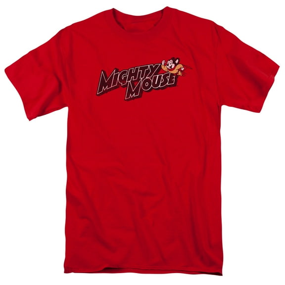Mighty Mouse Might Logo Adult 18/1 T-Shirt Red