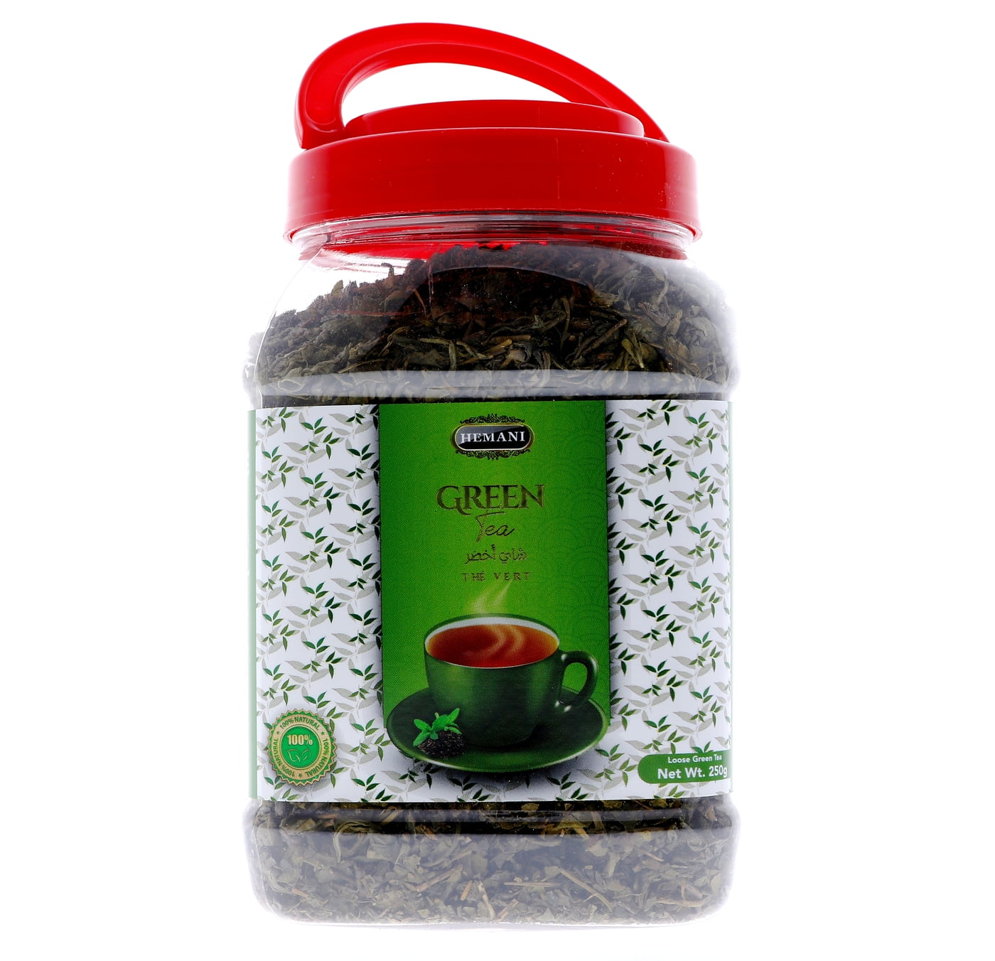 Hemani Premium Green Tea Loose Leaves 250g (8.8 OZ) Jar Resealable