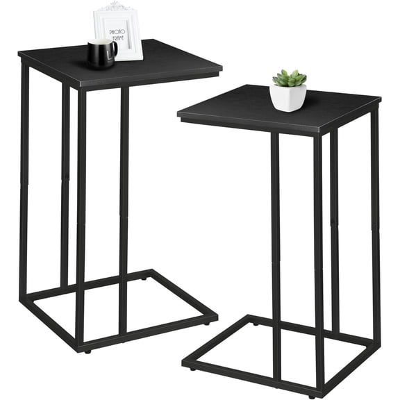End Table Set of 2, Small Side Table for Sofa and Bed, Couch Tables That Slide Under, Snack Side Table for Living Room, Bedroom