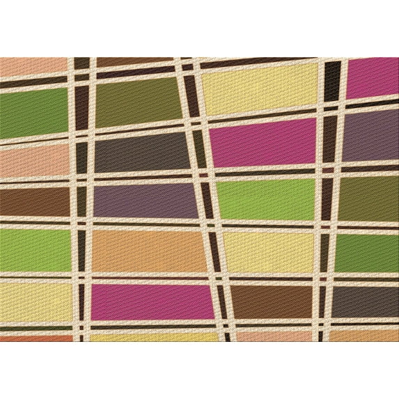 Ahgly Company Indoor Rectangle Patterned Ginger Brown Green Area Rugs, 8' x 12'