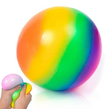 Rainbow Stress Balls, Squishy Sensory Fidget Toys for Kids and Adults, 2.75 Inch Stress Relief Squeeze Balls for Anxiety Relief