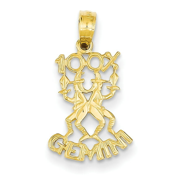 14k Yellow Gold 100% Gemini Charm Pendant