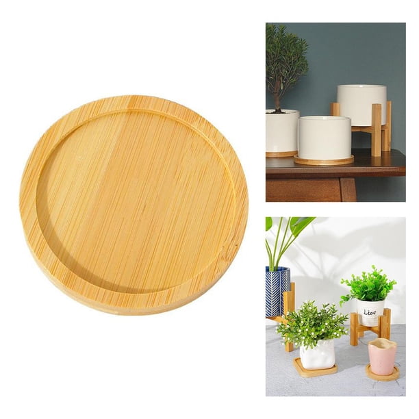 Sharprepublic Maceta para plantas, platillo, bandeja de agua, bases para interior y exterior, jardín Estilo 3 Cola Bandeja de bambú Bonsai