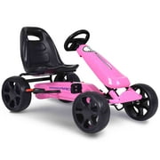 Topbuy Go Kart Kids Bike Ride on Toys with 4 Wheels and Aadjustabl Seat Pink