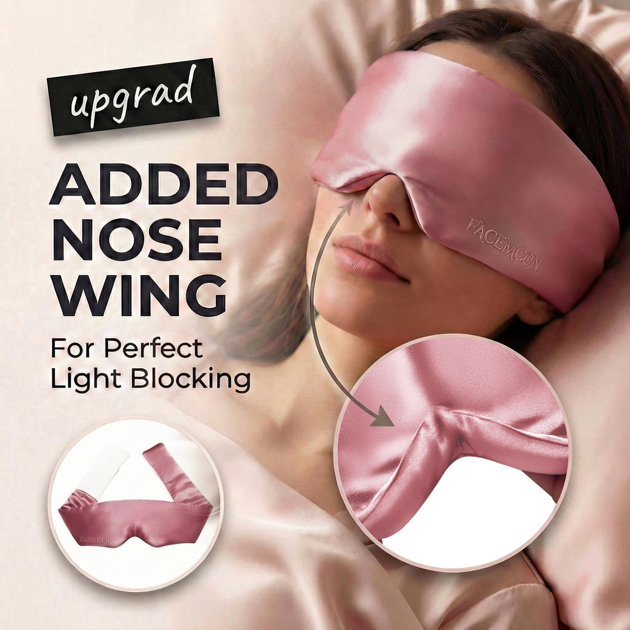 FACEMOON 100% Mulberry Silk Sleep Mask, Comfortable, Pressure-Free, Blackout
