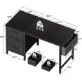 thumbnail image 6 of Casaottima 40" Small Computer Home Office Desk for Bedroom with Fabric Drawers & File Cabinet, Cloth Storage Bag and Hook, Writing Study Work Table for Small Space, Black, 6 of 6
