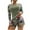 Olive Green, variant on WREESH Womens Rash Guard Swimsuits Fashion Long Sleeve Printing Patchwork Bikini Set Swimsuit Two Piece Sling Swimwear Beachwear Bathing Suit Dark Blue