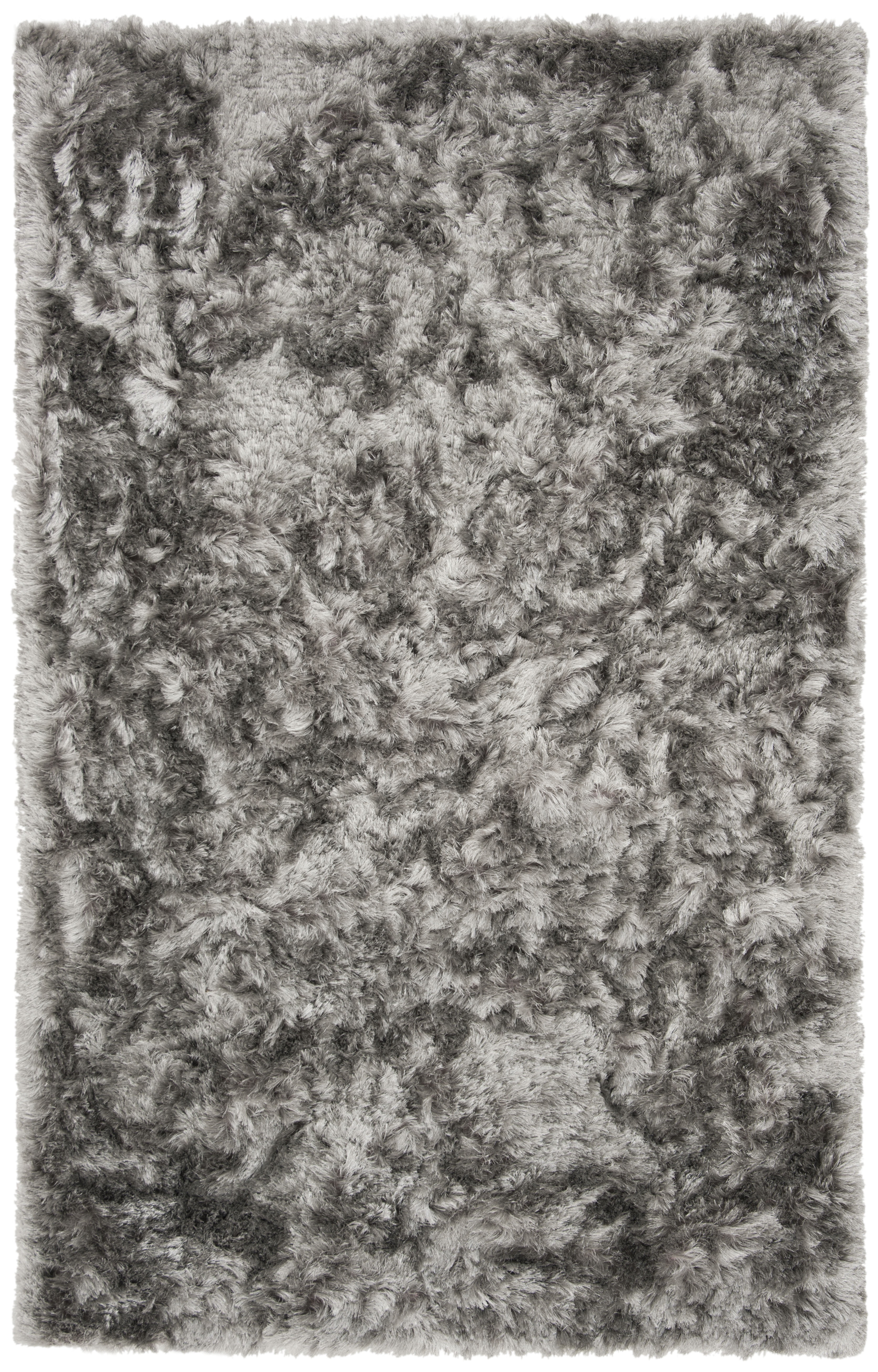 SAFAVIEH Ocean Trellis Solid Plush Polyester Shag Area Rug, Silver, 6' x 9'
