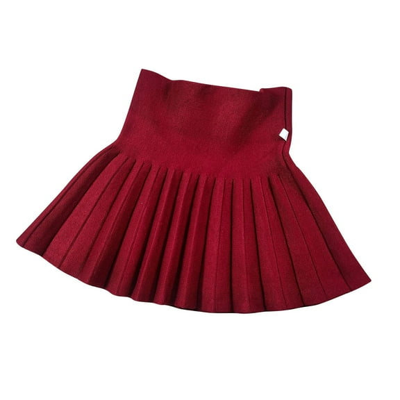 Posijego Toddler Girls Pleated Skirts High Waist Stretch Solid Color A-Line Mini Short Skirt School Uniform Skirts