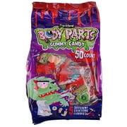 Frankford Body Parts Gummy Candy, 50 Count Bag  Assorted Creepy Halloween Gummies, Spooky Party Treats, Trick or Treat Candy, Individually Wrapped