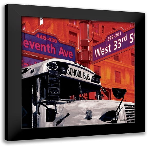 Gachaga, Vincent 12x12 Black Modern Framed Museum Art Print Titled - School Bus