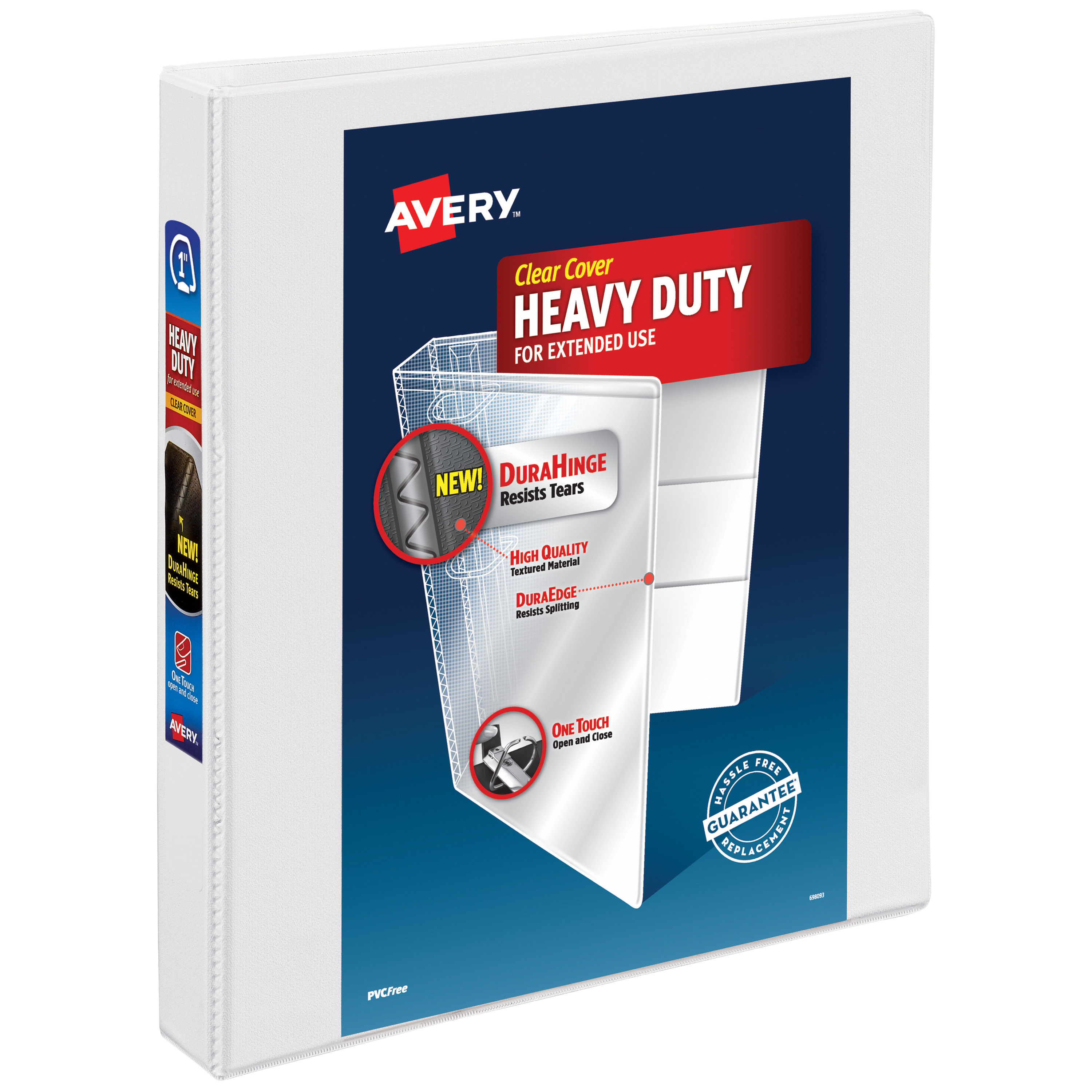 Avery Heavy Duty View Binder, White, 1-Inch, Slant Ring, One-Touch, 250 Sheets (79138)