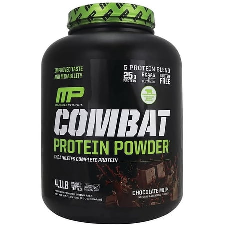 MusclePharm Combat Protein Powder, Chocolate Milk, 25g Protein, 4lb, 64oz
