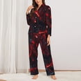 thumbnail image 2 of Xecao Cyberpunk Cityscape Lights Print Women Pajamas Set Soft Sleepwear Pjs long Sleeve Button Down Nightwear with Long Pants, 2 of 6