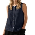 thumbnail image 5 of Cotton Linen Tank Tops for Women Wide Strap Sleeveless Camisoles Womens Button Down Crew Neck Summer Tanks, 5 of 6