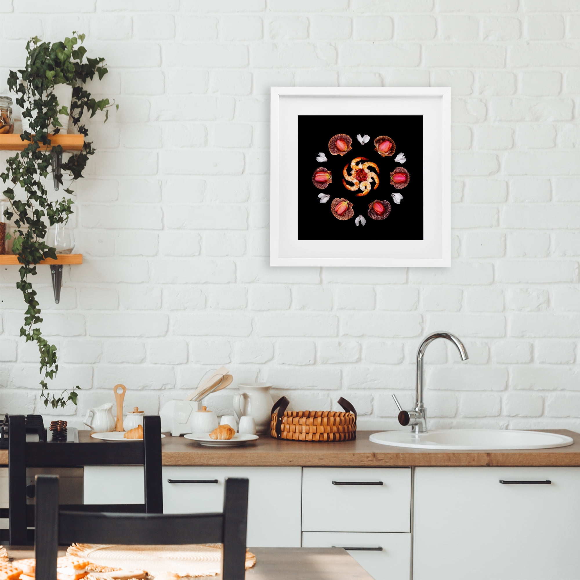 Stupell Industries Seashells & Tulips Symmetry White Framed Print Under Glass, design by Beth Adoette