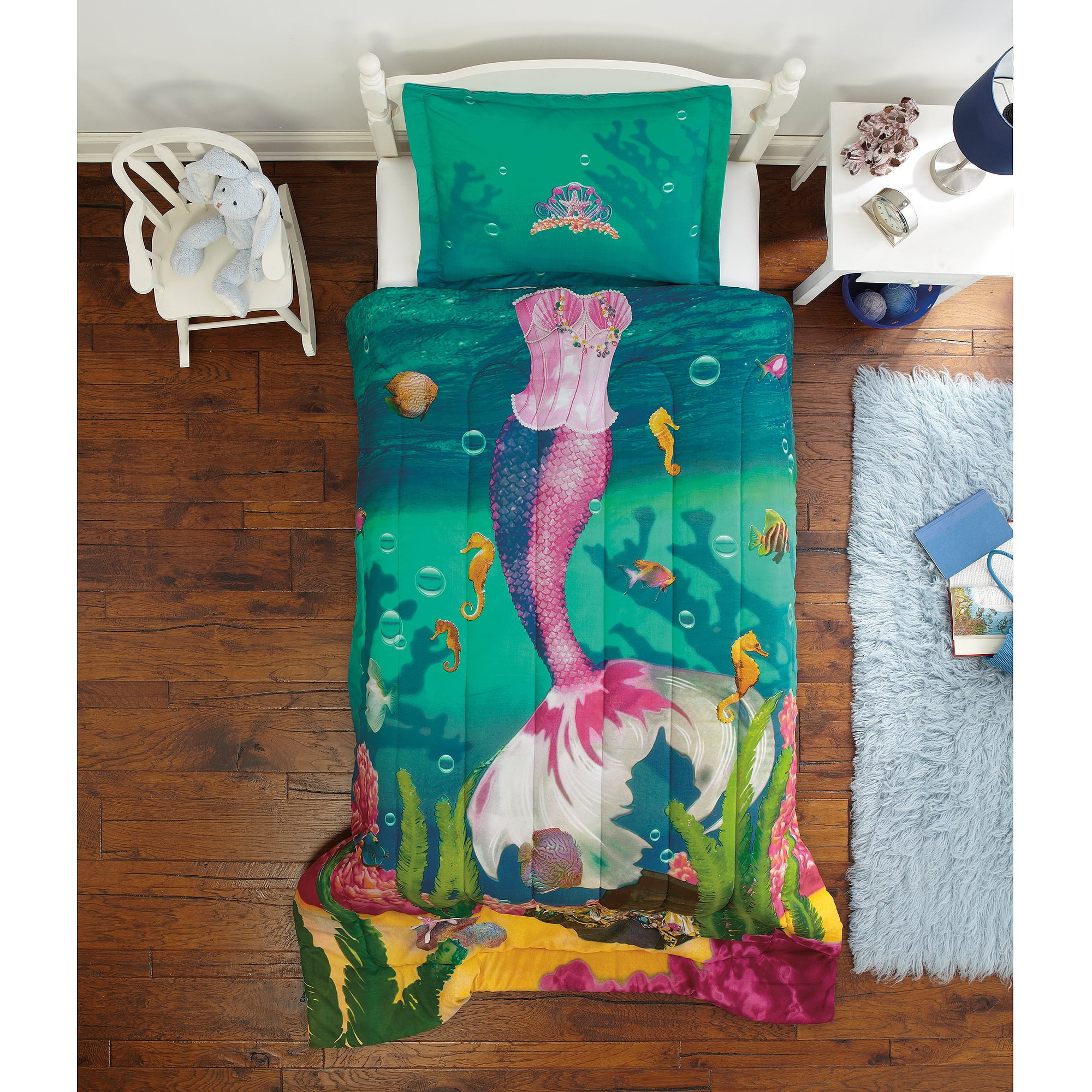 Dream Big Sea Princess Twin Mini Bedding Comforter Set Com