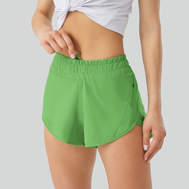 4" Low Athletic Track Shorts for Women with Liner Quick Dry Running Gym Shorts Zipper Pocket Workout Flowy