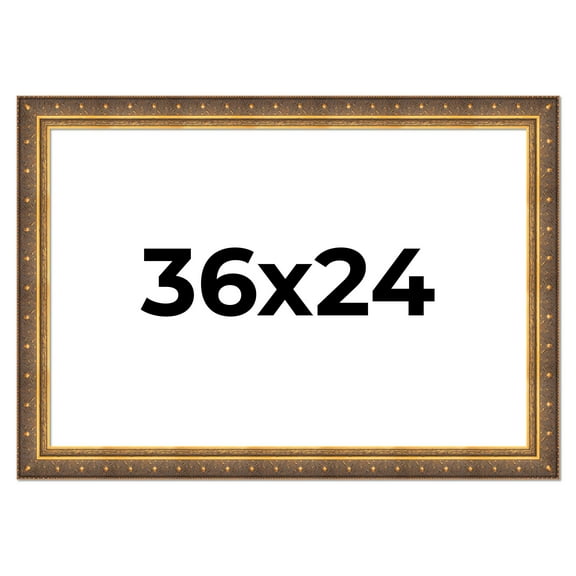 36x24 Frame Vintage Gold Solid Wood Picture Frame | 2.5 Inch Moulding Width | Ornate Bronze Museo