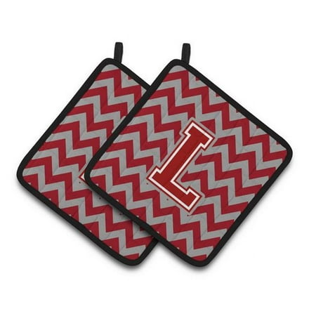 

Letter L Chevron Maroon & White Pair of Pot Holders