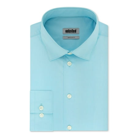 KENNETH COLE Mens Aqua Collared Work Dress Shirt Size: L 16/16.5- 34/35