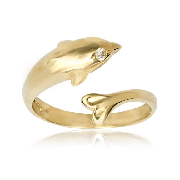 Solid 10K Yellow or White Gold Adjustable Nautical Dolphin toe ring toe ring for Women
