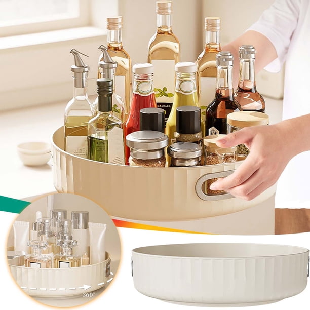 Fiudx Bandeja Giratoria de 360 Grados, Estuche de Maquillaje Versátil, Diseño Antideslizante, Ideal para Cocina y Baño, Ideal para El Hogar y La Oficina, Fácil de Limpiar.