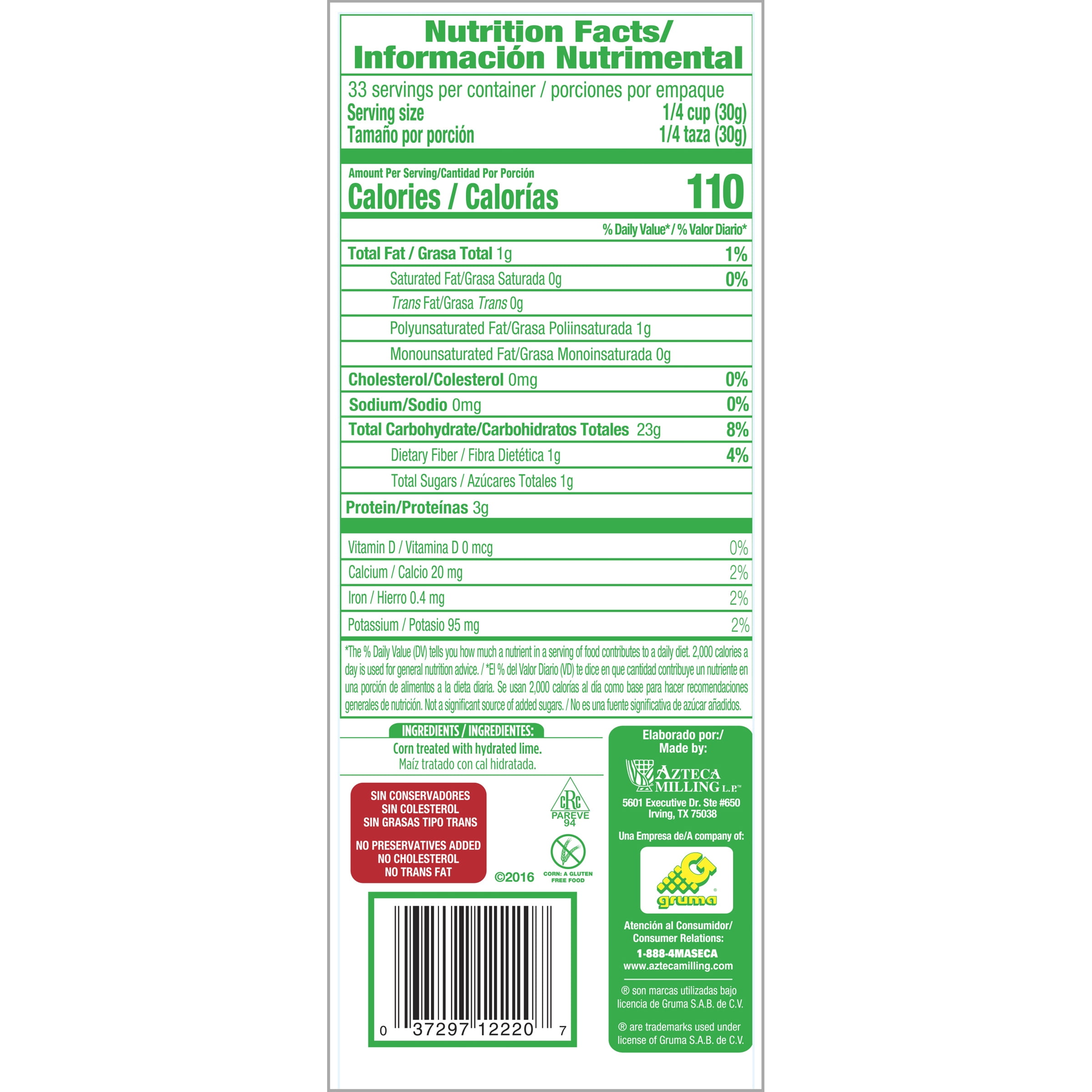 MASECA Yellow Instant Corn Masa Flour 2 Lb Bag