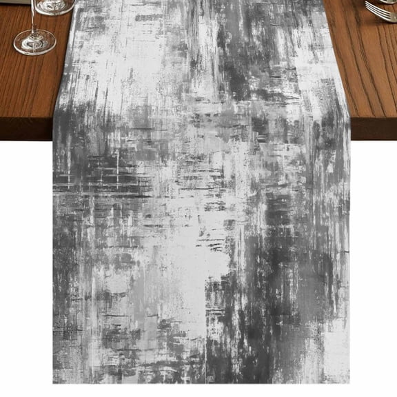 Table Runners 72 Inches Long Dress Scarves, Black Grey Ombre Farmhouse Kitchen/Dining Table Runner, Coffee Tablerunners, Gradient Abstract Art Vintage 18x72 Inch