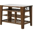thumbnail image 1 of ACME Alaroa 3-Shelf Wooden Kitchen Island  in Marble and Rustic Brown, 1 of 4