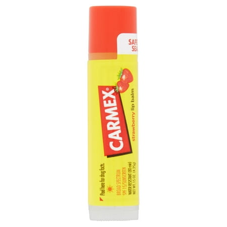 Carmex Strawberry Lip Balm Broad Spectrum, SPF 15/Sunscreen, 15 Oz, (24 Pack)