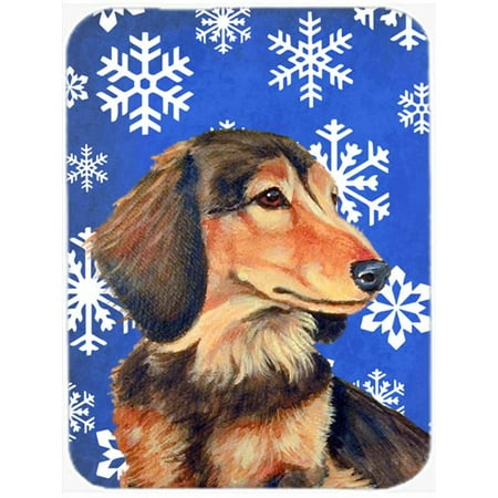 

Dachshund Winter Snowflakes Holiday Glass Cutting Board Large