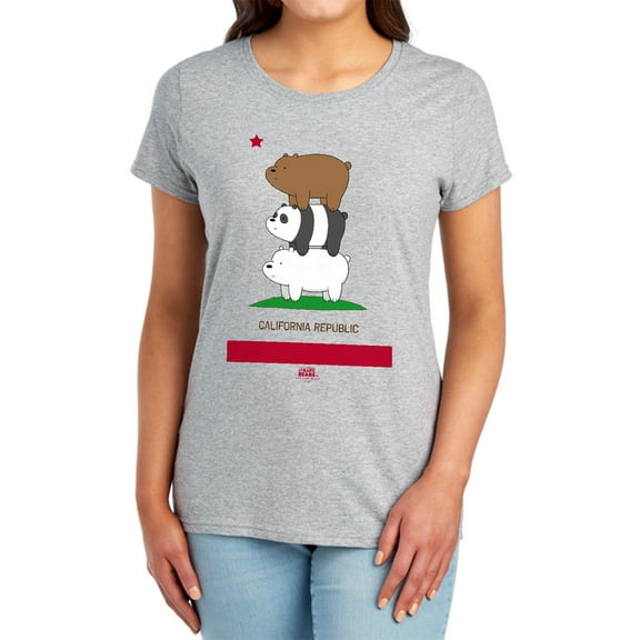 We Bare Bears Cali Stack Women's T Shirt, Athletic Heather, Medium