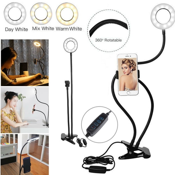 Soporte de luz para anillo Selfie 24 LED Clip en soporte para teléfono Selfie Moblie Soporte flexible Yuarrent EL4099-00B