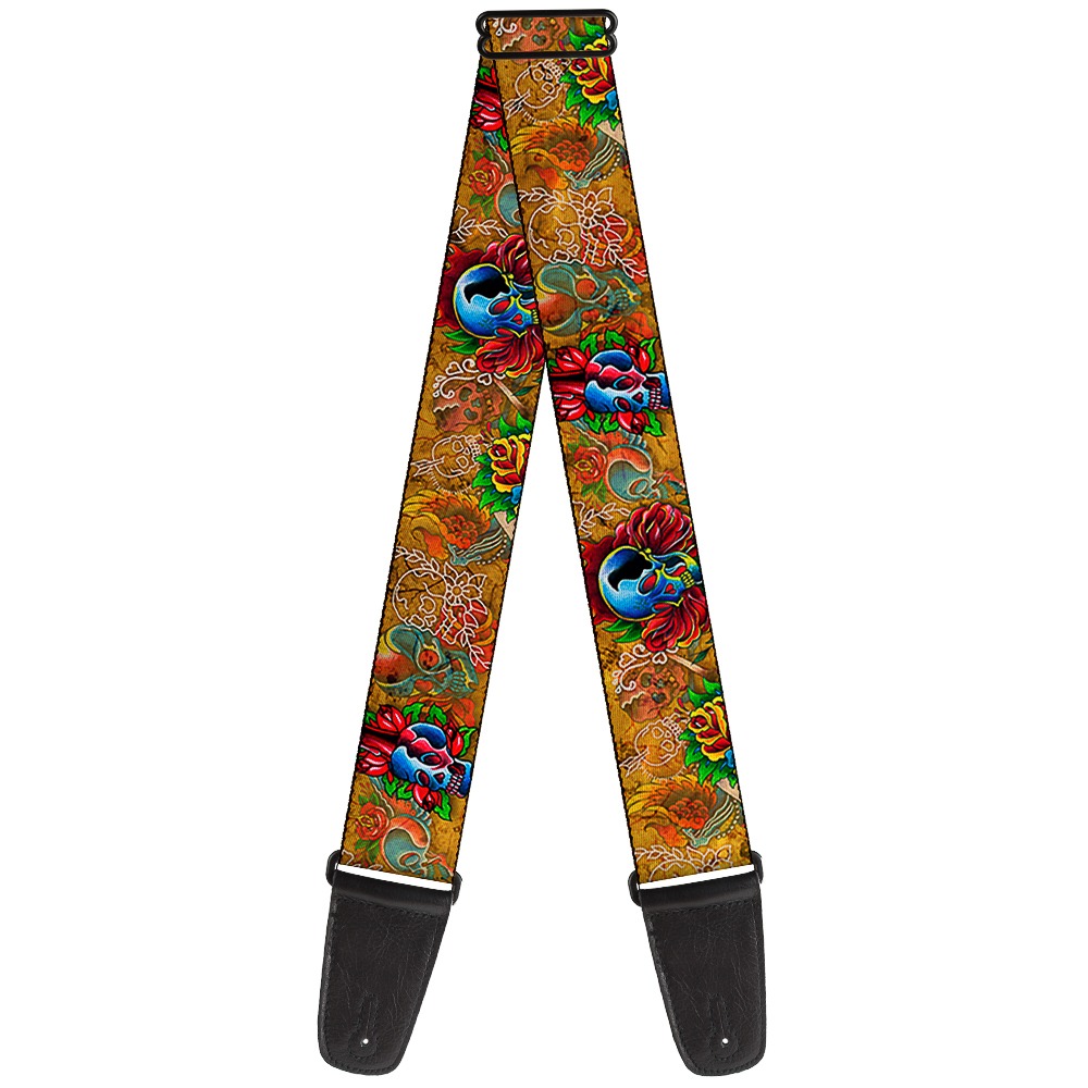 Buckle-Down Guitar Strap, Tattoo Johnny Candles Skulls, 2 Inches Wide