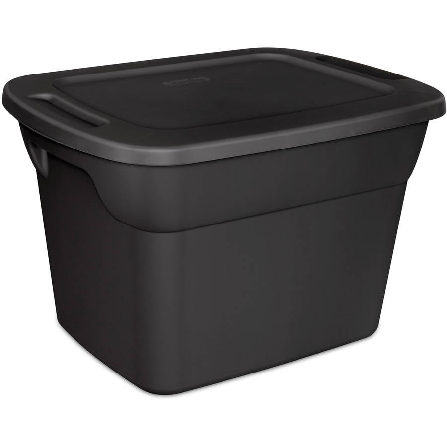 black storage bins